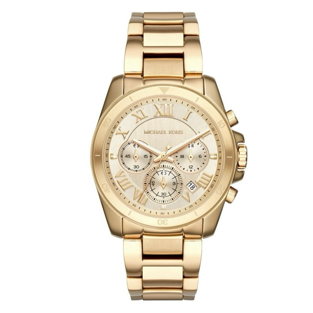 Michael Kors Gold Brecken Chronograph Watch MK6366 Authentic Needs Battery